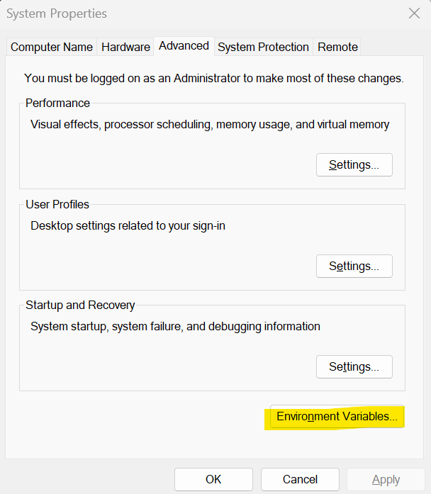 System Environment Variables
